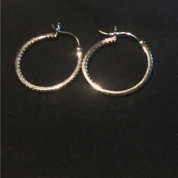 Unique Pair of Double Layer Sterling Silver Hoops - Picture 4 of 5